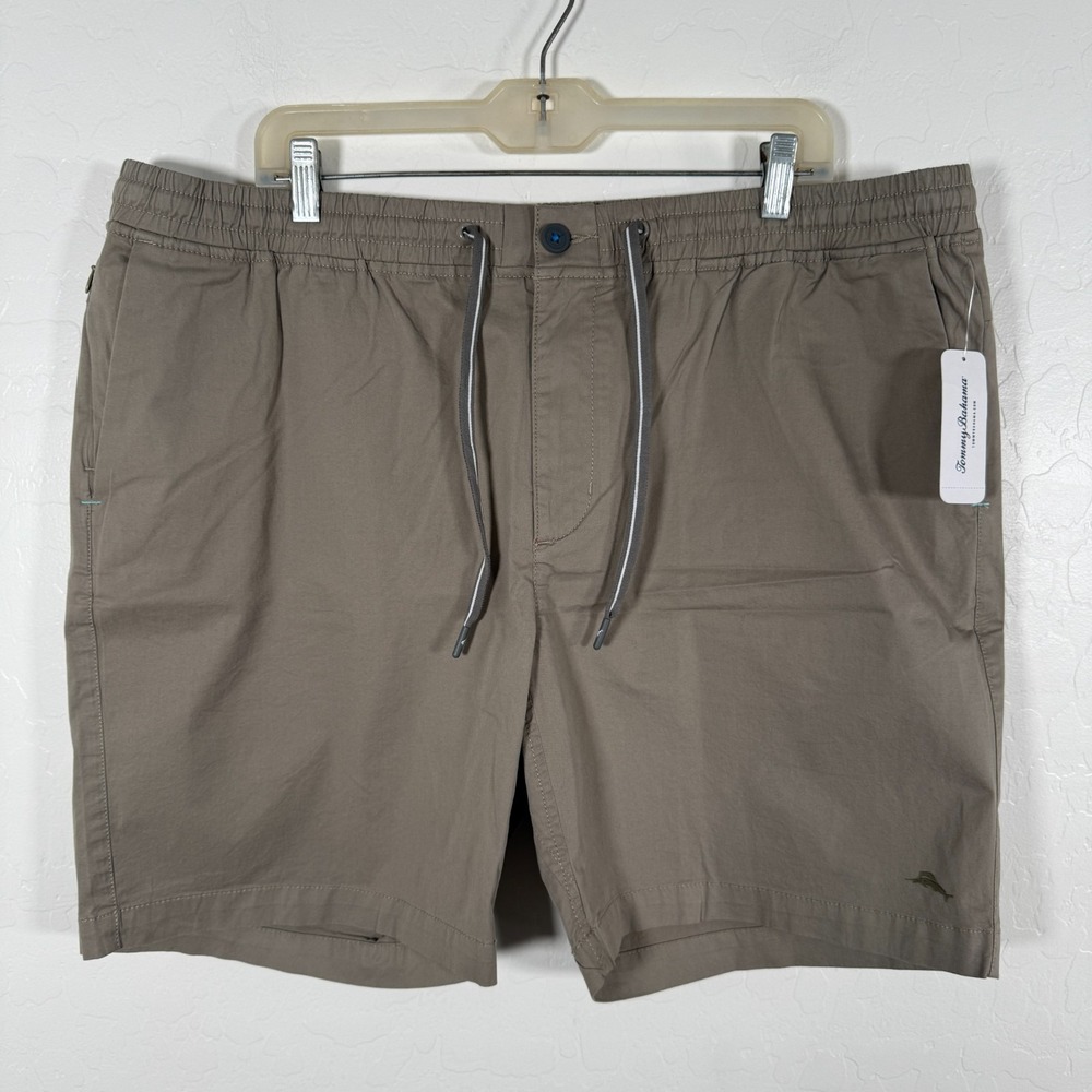 Tommy Bahama Shorts Mens 2XL Oceanside Poplin Pull On Dark Sand‎ Khaki New